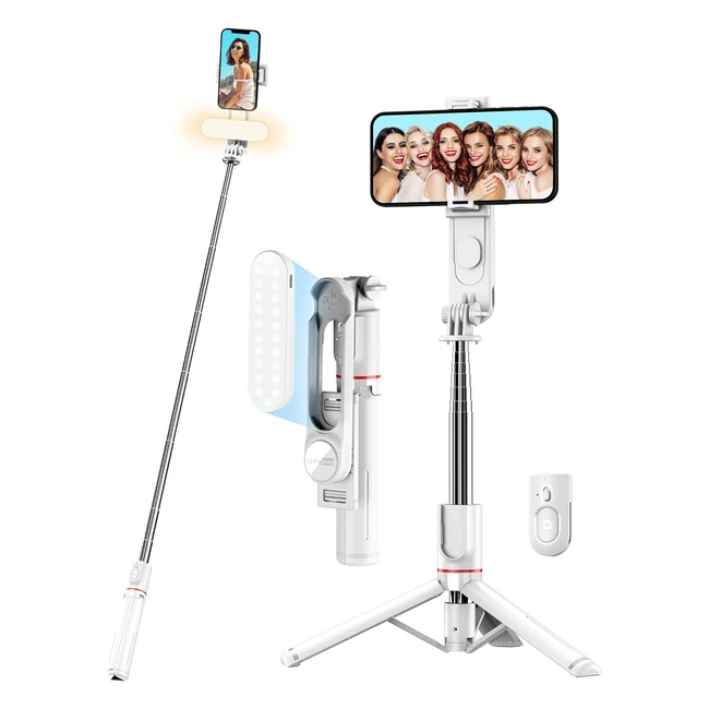 Perche Selfie avec Trpied Amlior 111cm - Lumire LED Tlcommande Dt