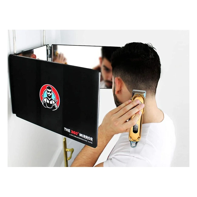 Miroir 360° pour Coupe de Cheveux - Hauteur Réglable - Miroir Barbier - Triptyque - Sans LED