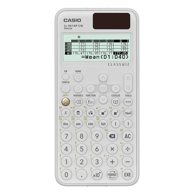 Calculadora científica Casio FX991SP CW - Recomendada para el currículum español y portugués - 560+ funciones - Energía solar - Blanco
