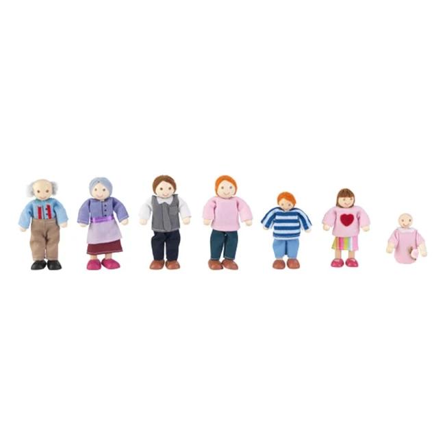 Ensemble famille de 7 mini poupées en bois Kidkraft - Idéal pour maison de poupée - Jouet enfant dès 3 ans
