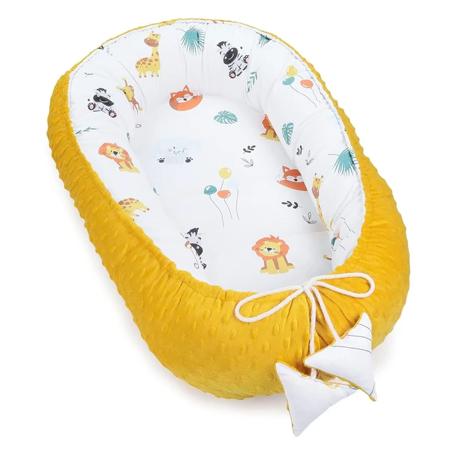 Réducteur lit bébé 90x50 cm Cocoon cale bébé pour lit Baby Nest coton avec minky caramel safari