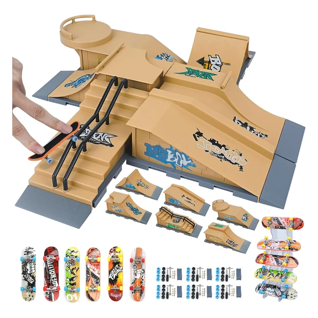Gr8ware Dedos Skateboard Mini Skateboard Ramp Set - Kit de Mini Skateboards 6 en