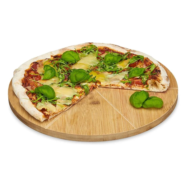 Assiette pizza bambou Relaxdays - Dcoupage facile - 6 dlimitations - 33 cm