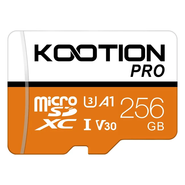 Tarjeta de Memoria Kootion 256GB UHSI Micro SDU3 V30 - 256G con Adaptador para Móvil/Cámara Deportiva/GoPro