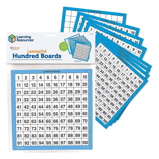 Tableros de 100 números de escribir y borrar - Learning Resources (Set de 10)