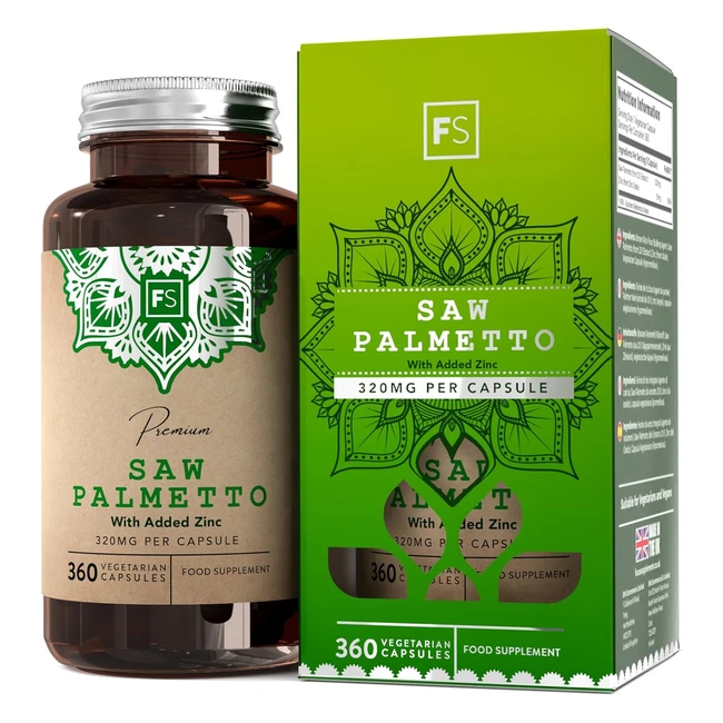 Saw Palmetto 360 - Integratore ad Alto Dosaggio con Zinco - Non OGM e Senza Glutine