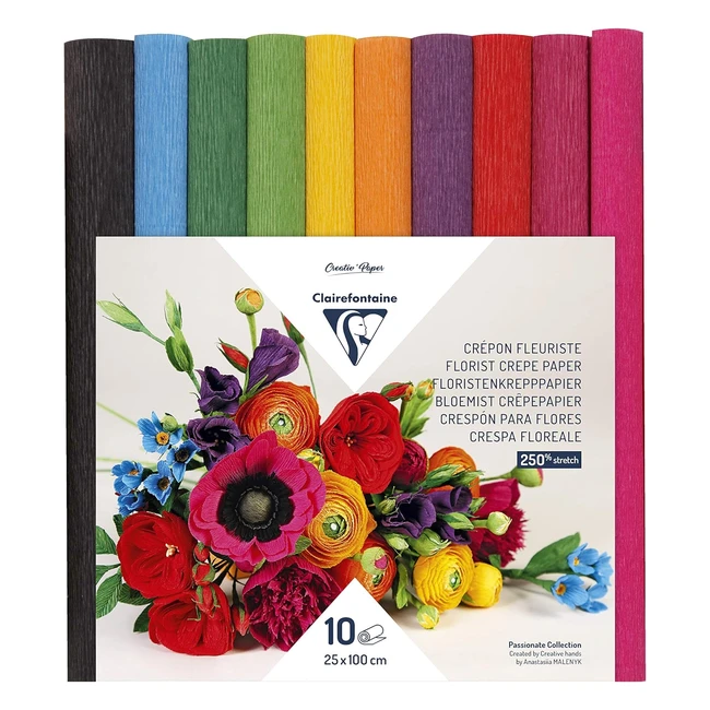 Pack 10 Rollos Papel Pinocho Clairefontaine 995001C - 25x100cm 160g - 10 Colores