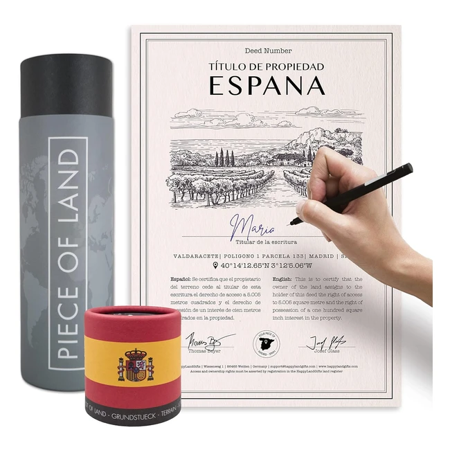 Regalo único: Trozo de terreno real en España con certificado personalizado de propietario | HappyLandGifts