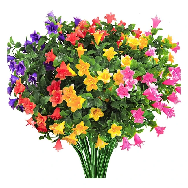 Bumhar Artificial Flowers - UV Resistant, Outdoor Decor - 6 Bundles, Multicolor
