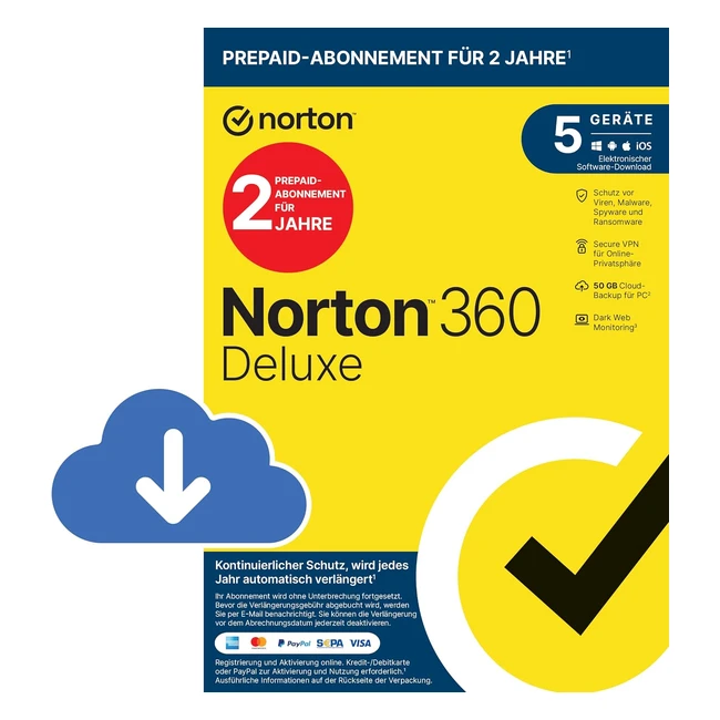 Norton 360 Deluxe 2024 | 5 Geräte | 2 Jahre Abonnement