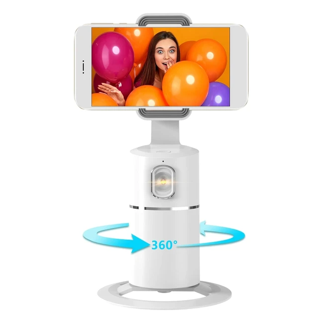 Handyhalter für Smartphone 360° drehbarer Gesichtsverfolger, kein App erforderlich, Selfie-Stick, geeigneter Handyhalter für iPhone Android Live-Übertragung, Video-Blog, Handyhalterung weiß
