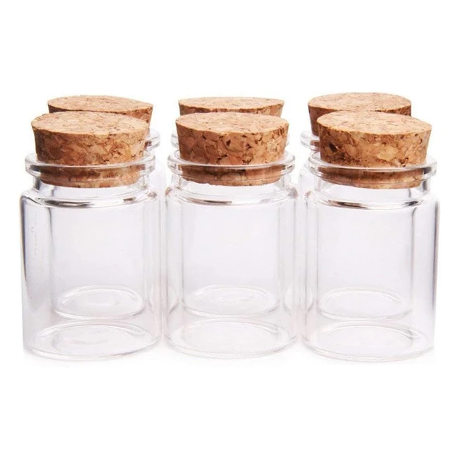 Danmu Art 6 Pcs 30ml Glass Jars with Cork Stoppers - Mini Glass Bottles for Stor