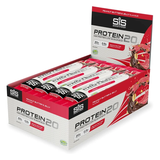 Science in Sport Protein Bars - High Protein, Low Sugar, Chocolate-Coated Snack - PB&J Flavor - 12 Bars
