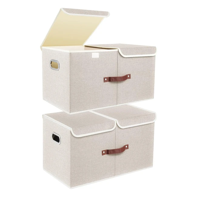 Cajas de almacenaje extra grande con compartimentos - Tyeers - Juego de 2 - Beige