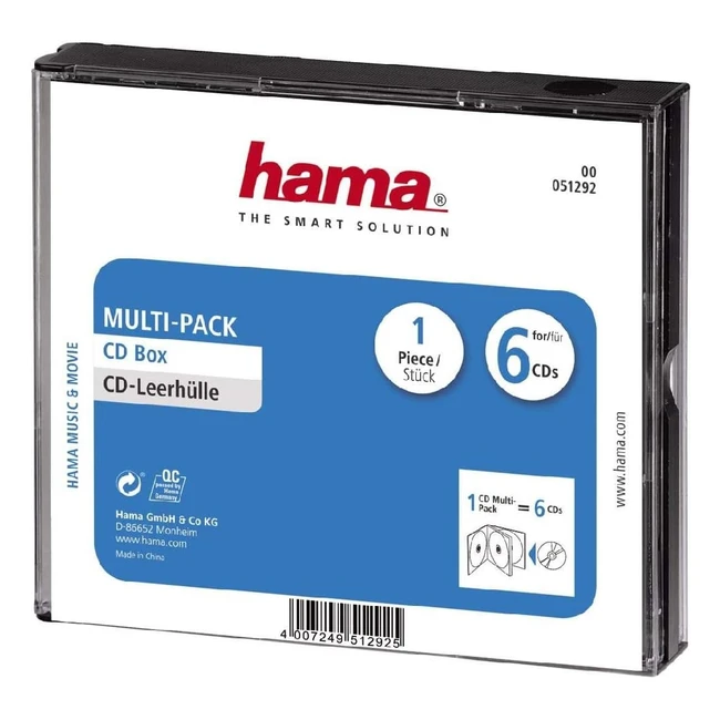 Estuche Hama CDMultipack 6 Discos Transparente - Fundas para Discos Ópticos