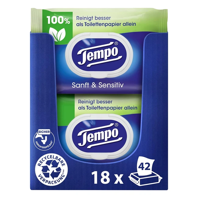 Tempo Soft  Sensitive Feuchtes Toilettenpapier Trio Pack 18x42 Blatt Bulk Pack 