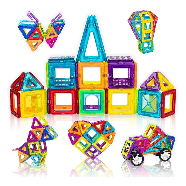 Limmys magnetische Bausteine - Magnet Spielzeug für Kinder ab 3 Jahren - Pädagogisches Spielen und Bauen - Magnetic Tiles