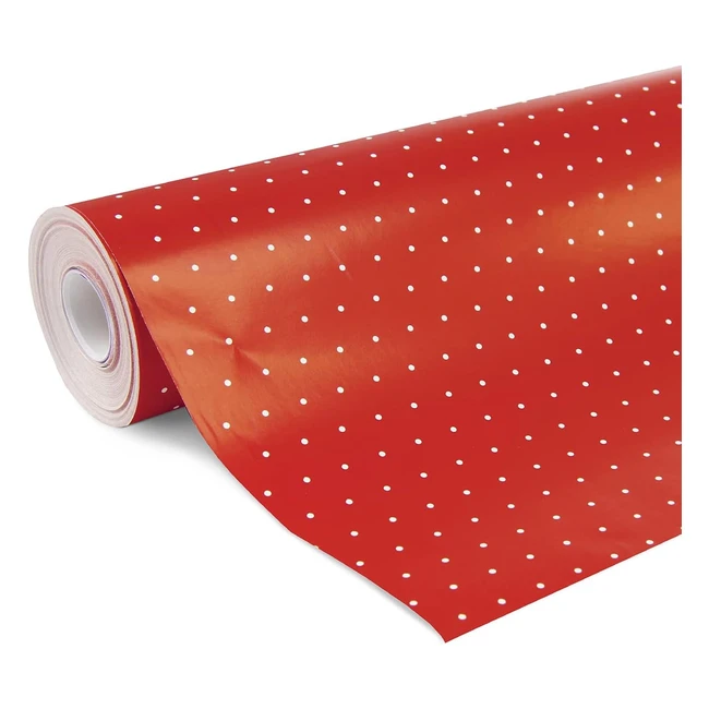 Bobina de papel de regalo Clairefontaine 201402C, 50m x 070cm, 60gr, rojo con puntos blancos