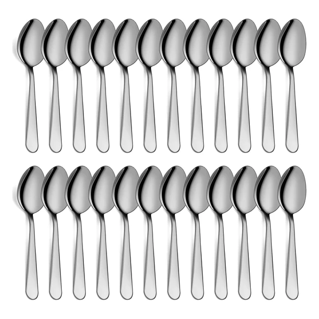 Teaspoons Set of 24 - 6 Inch Stainless Steel Tea Spoons - Food Grade Cutlery - D