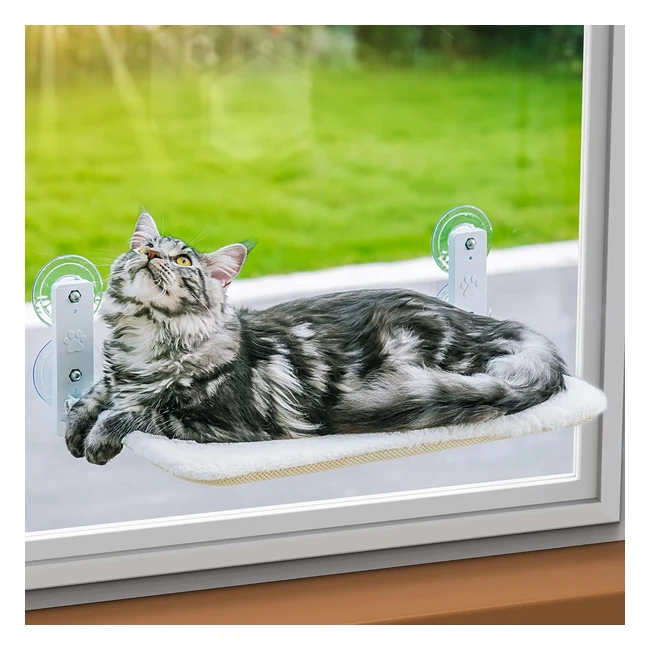 Hamac chat fenêtre pliable MeWoofun - Ventouses stables - Jusqu'à 18kg - Blanc