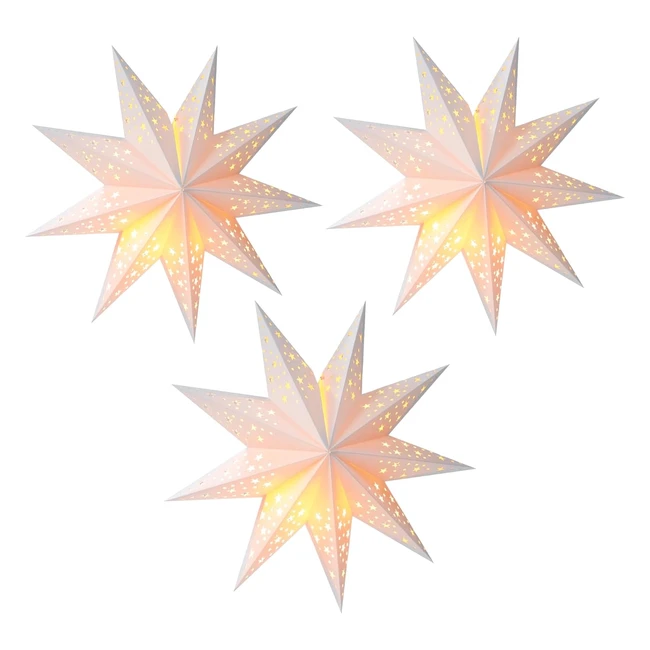 Minkissy White Paper Star Lantern 35cm - Foldable Lamp Shade for Xmas Wedding - 3pcs