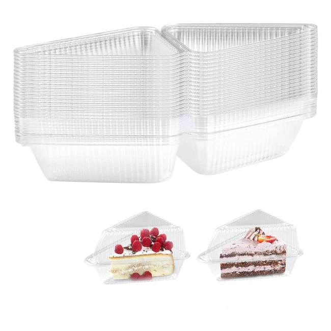 50pcs Cake Slice Boxes - Individual Cake Containers for Home Baking Party - Clear & Durable