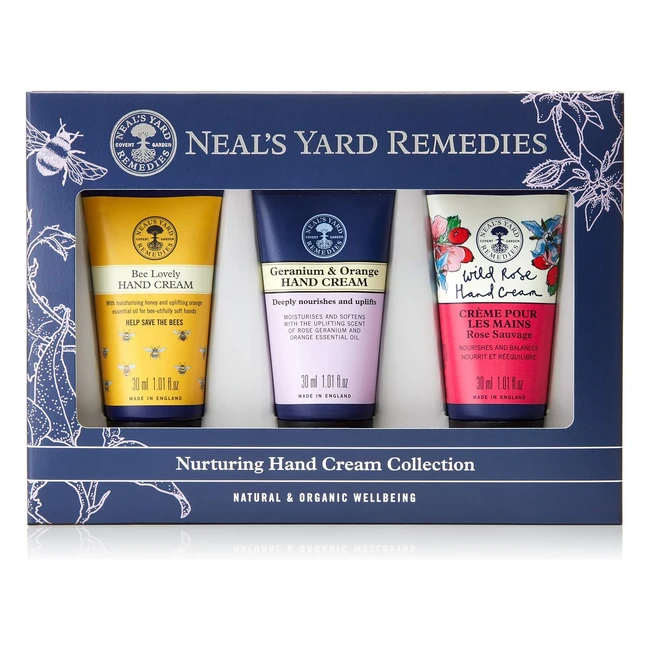 Neal's Yard Remedies Nurturing Hand Cream Collection - Bee Lovely, Wild Rose, Geranium & Orange - 3 Pack