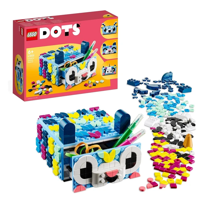 Lego 41805 Dots Cassetto Animali Creativi - Mosaico Portagioie con Tessere Color