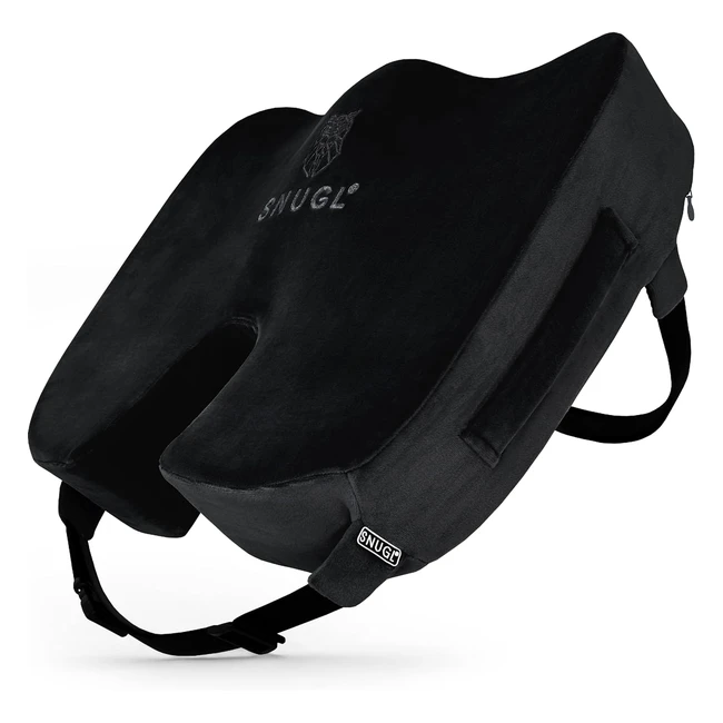 Snugl Coccyx Cushion - Office Seat Pillow with Memory Foam - Sciatica Tailbone B