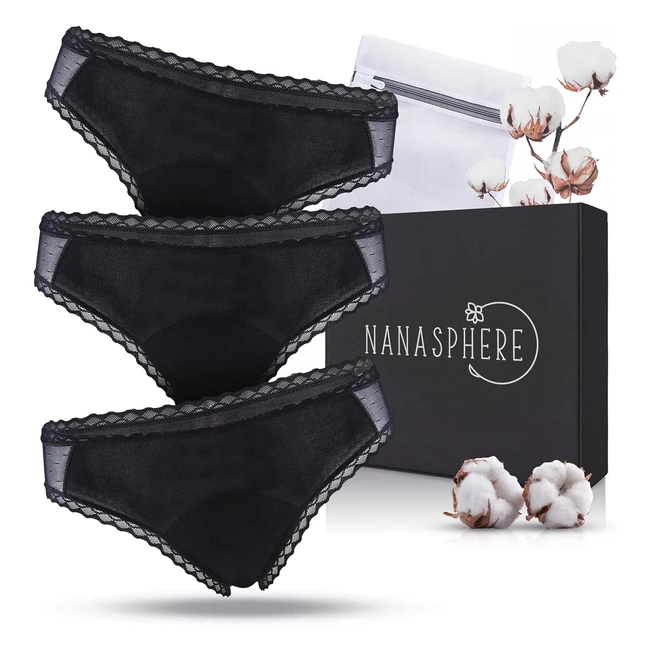 Lot 3 culottes menstruelles ultra absorbantes coton bio - Flux abondant - Lavable et réutilisable
