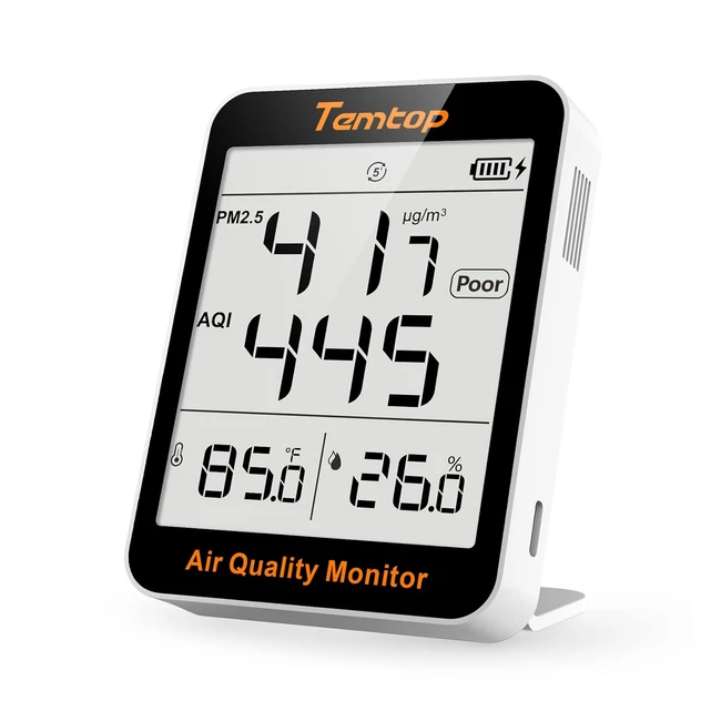 Temtop Air Quality Monitor - PM25 Monitor, AQI Meter, Temperature Humidity Detector