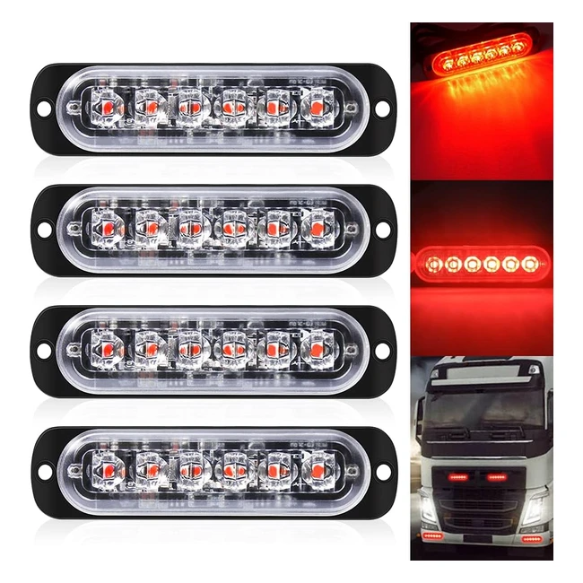 Confezione 4 Indicatori Laterali Rosso 6 LED 12V24V DC - Alta Luminosit e Pre
