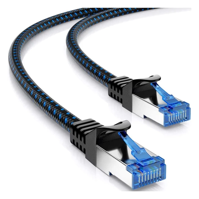 Câble patch deleycon 75m CAT8.1 en nylon, SFTP PIMF 2000 MHz, 40 Gbit, RJ45, prise Ethernet, noir