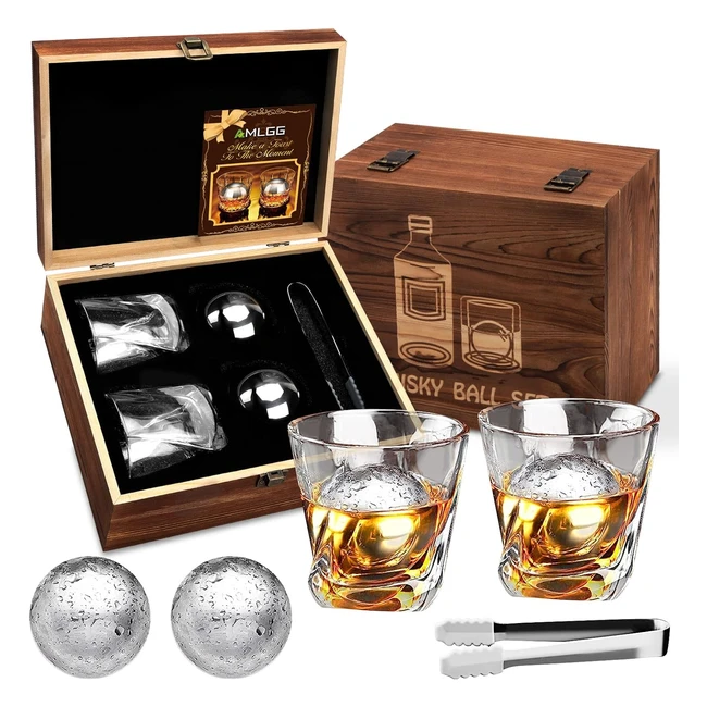 Whiskey Gift Set for Men - Whiskey Stones and Glass Gift Set with 2 Whiskey Glas