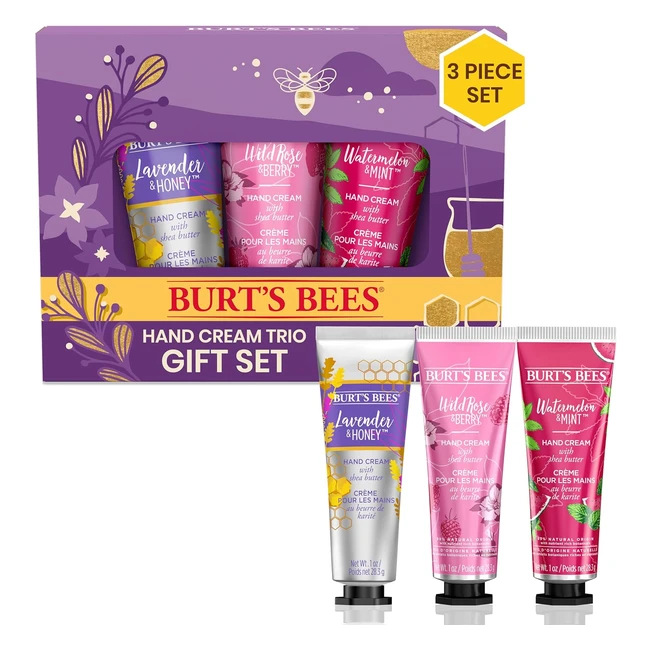 Coffret Cadeau 3 Crèmes Mains Burt's Bees - Lavande, Rose Sauvage, Pastèque - 3x283g