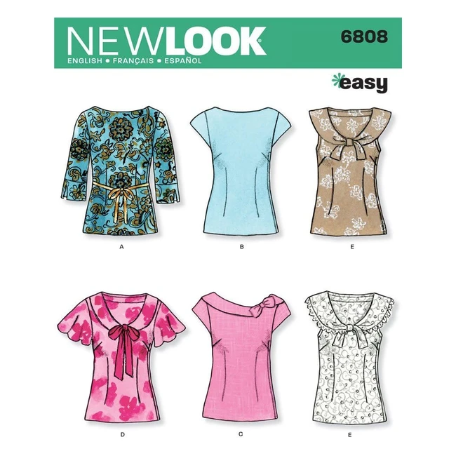Blusas de mujer New Look 6808 - Tallas A 8-18 - Algodn Blanco