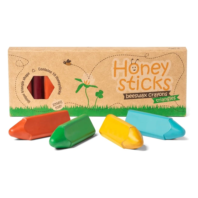 Honeysticks 10 Crayons Enfant 100% Cire d'Abeille - Non Toxique - Qualité Alimentaire