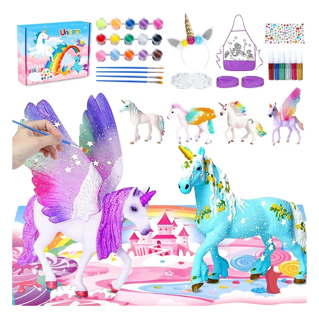 Kit de peinture licorne pour enfants - Jouet interactif avec figurines à peindre - Cadeau créatif d'anniversaire et de Noël