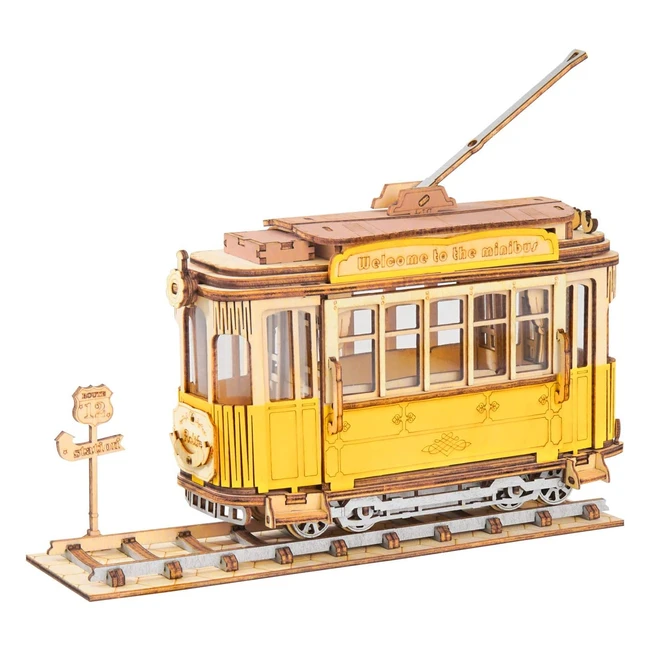 Retro Model Car DIY Kit - Rolife Wooden Puzzle for Adults - Build Construction Tramcar - #1 in Fun & Craft