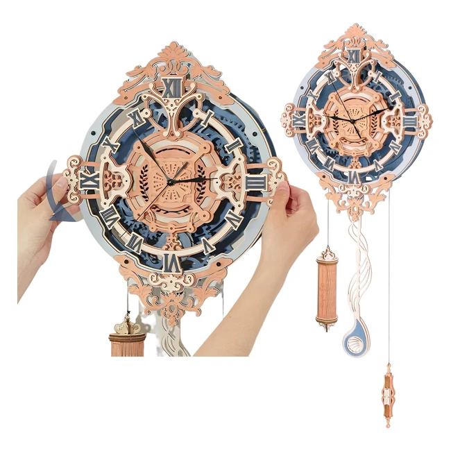 ROKR Romantic Notes Clock Model Kits - Build 3D Wooden Puzzle Wall Clock - Home Decoration Gift
