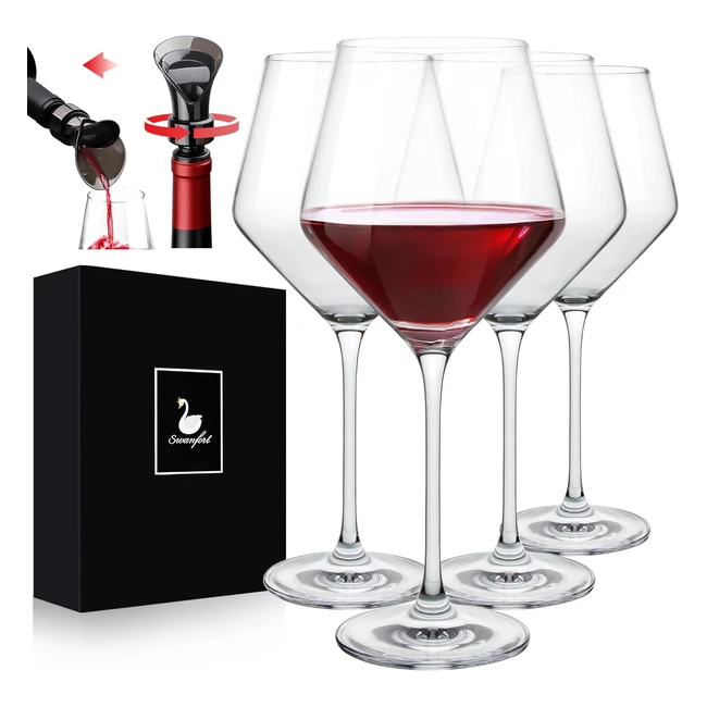 Swanfort Wine Glass Set - Lead-Free Crystal - 484ml - Premium Clear - Home Bar K