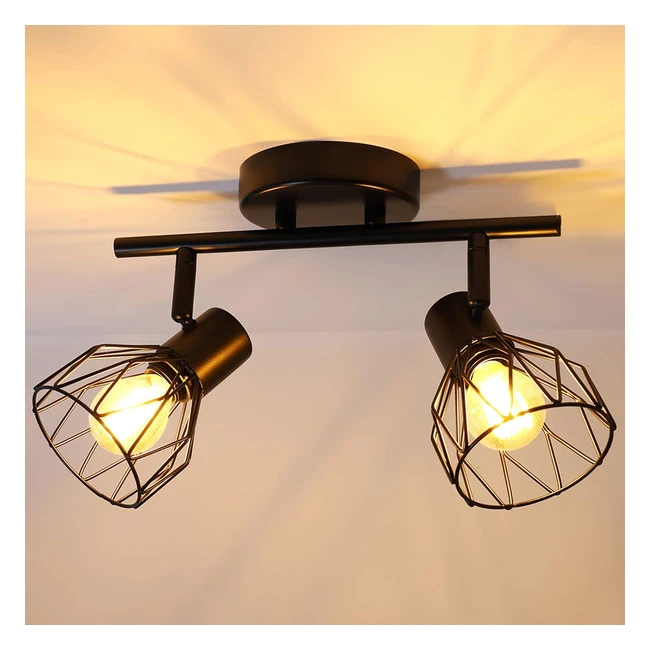 Dehobo Spot Light Fittings - Adjustable, Matt Black Wire Cage, E14 Base, Industrial Design
