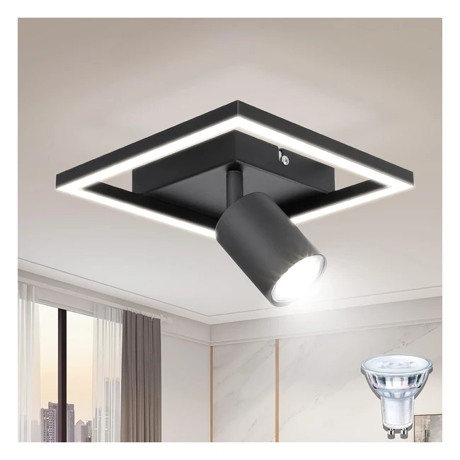 Dehobo LED Ceiling Light - Matt Black, 18W, Adjustable Spotlight, Neutral White 4000K