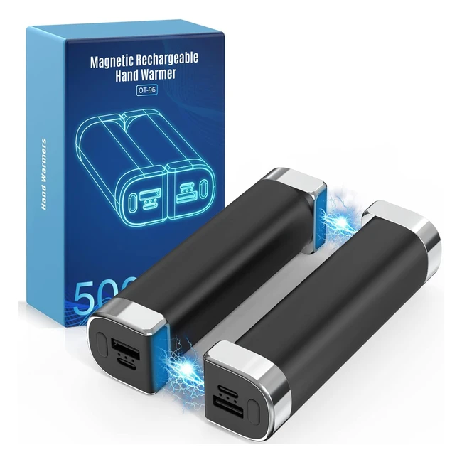 Galros Chauffe Main Rechargeable 5000mAh - Chauffe-Mains Électrique Portable avec Technologie Magnétique - Chauffe-Mains 2 en 1 USB/Piles - Cadeau Chaud pour Femmes Hommes