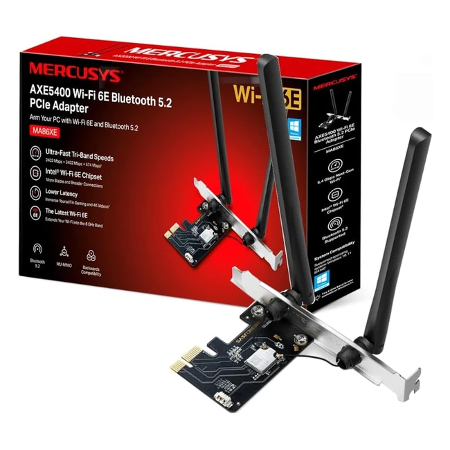 Mercusys AXE5400 TriBand WiFi 6E PCIe Adapter | Low Latency | Intel WiFi 6 Chipset