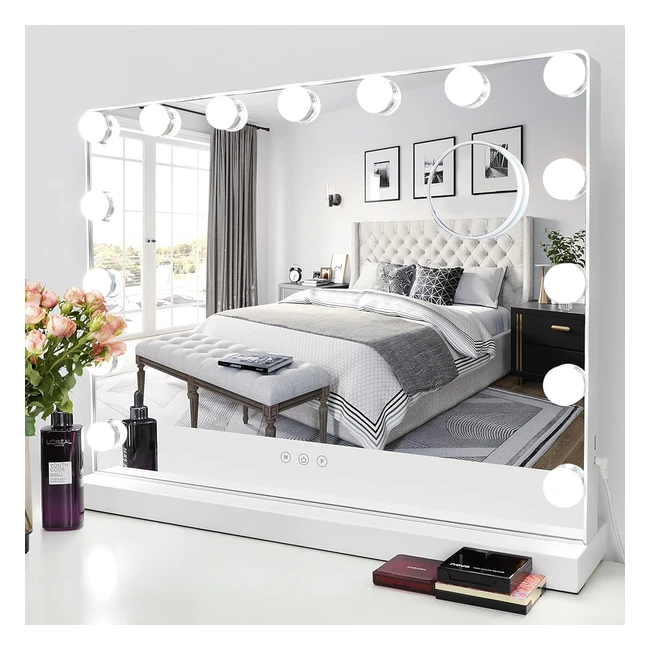 Meidom Hollywood Mirror with Lights - 15 Dimmable LED - USB Charging - 3 Lightin