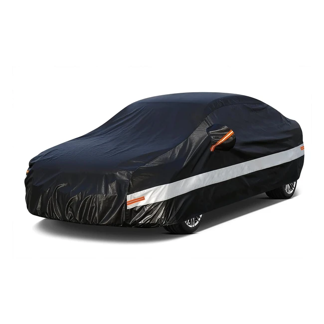 Holthly 10 Layers Car Cover - Waterproof, Breathable, Large - Saloon 100% Waterproof Outdoor Car Covers - Rain, Snow, UV Protection - Custom Fit for Jaguar XJ, BMW 7 Series, Audi A8, etc. - Black