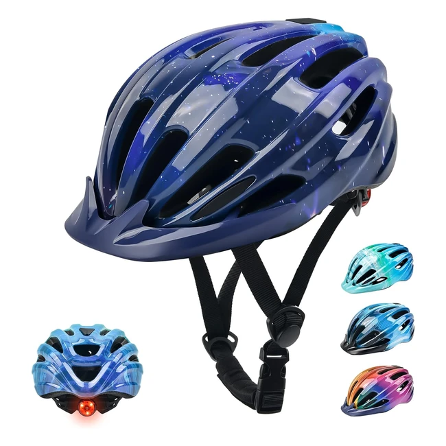 Kids Bike Helmet with Light and Visor - Brand XYZ - Reference 5057cm - Shock Resistance, 16 Vents