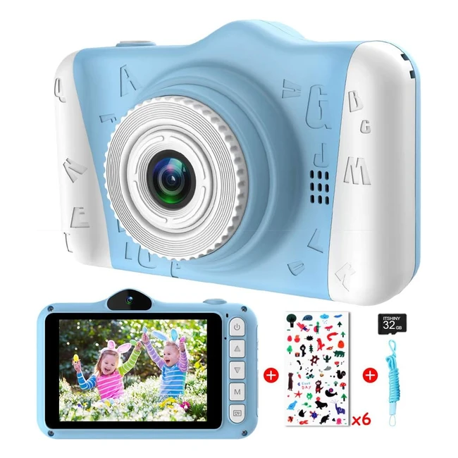 Kinderkamera 1080p HD 12MP mit 35-Zoll-Grobildschirm und 32GB SD-Karte