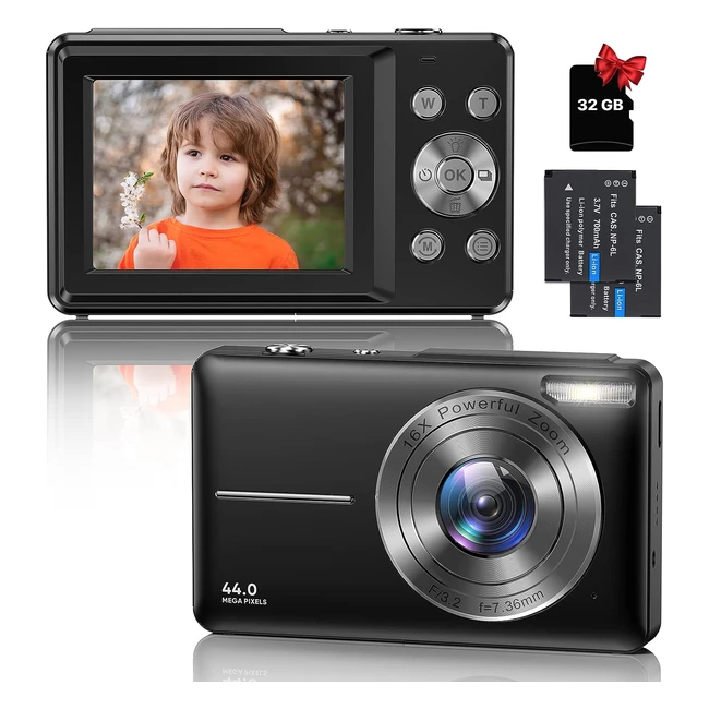 Digitalkamera kompakte Kamera mit 32GB Karte 44MP 1080P HD Kamera 24 Zoll LCD 16